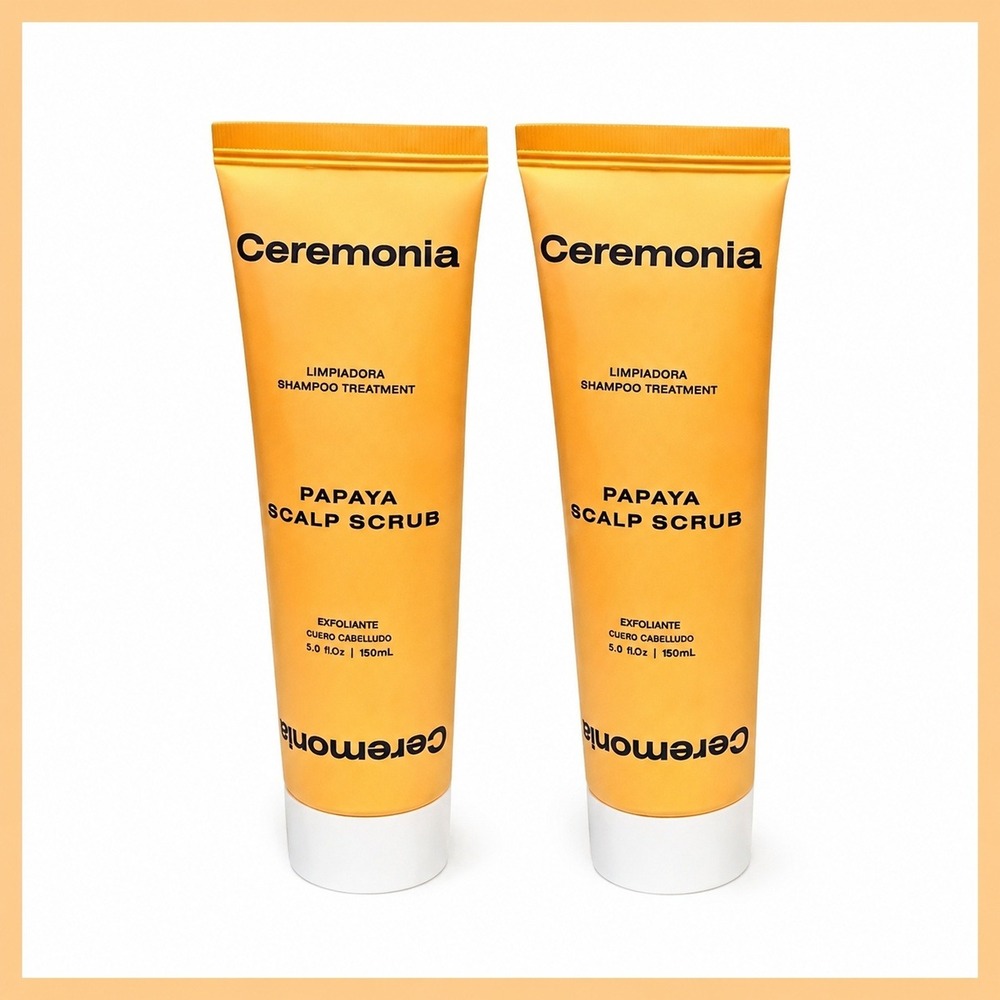 2 X CEREMONIA Papaya Scalp Scrub Shampoo 1oz/30mL Travel Size New Sealed